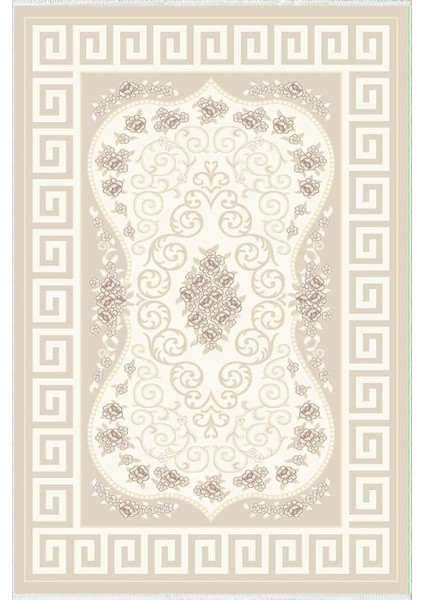 Salon Halısı Çiçekli Kilim Motifli Bej Gri Kaydırmaz Yıkanabilir Ince Halı Tüysüz Kilim fiyatları