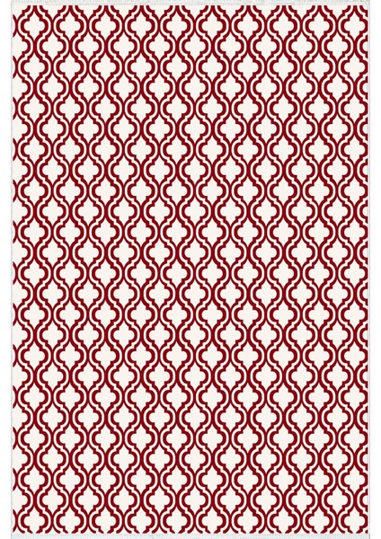 Salon Halısı Modern Geometrik Bordo Kahverengi Beyaz Kaydırmaz Yıkanabilir Ince Halı Tüysüz Kilim