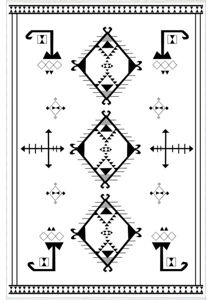 Salon Halısı Modern Geometrik Beyaz Siyah Kaydırmaz Kesme Yıkanabilir Ince Halı Tüysüz Kilim fiyatları