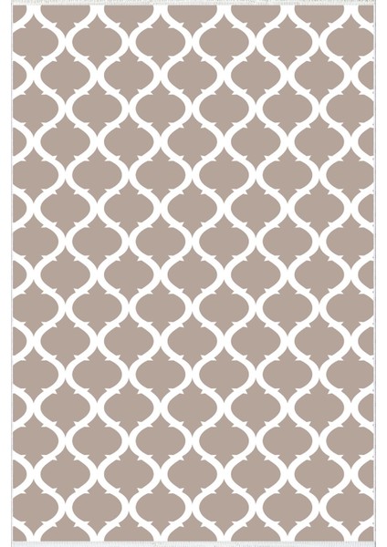 Salon Halısı Modern Geometrik Fas Kahverengi Beyaz Kaydırmaz Yıkanabilir Ince Halı Tüysüz Kilim fiyatları