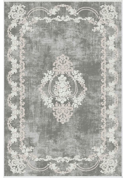 Salon Halısı Klasik Eskitme Gümüş Gri Kaydırmaz Kesme Yıkanabilir Ince Halı Tüysüz Kilim fiyatları