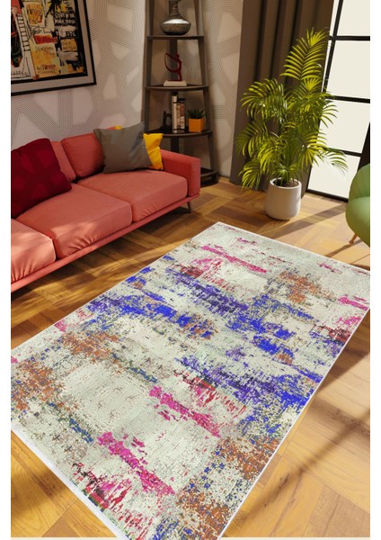 Salon Halısı Modern Eskitme Gri Kaydırmaz Kesme Yıkanabilir Ince Halı Tüysüz Kilim