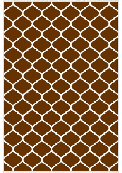 Salon Halısı Modern Geometrik Kahverengi Krem Kaydırmaz Kesme Yıkanabilir Ince Halı Tüysüz Kilim fiyatları