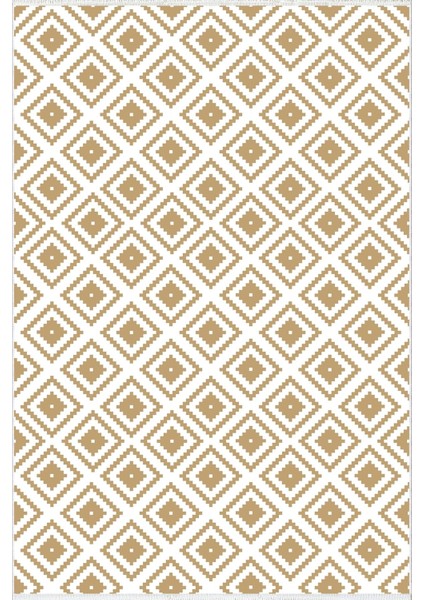 Salon Halısı Modern Zig Zag Kahverengi Taba Krem Kaydırmaz Kesme Yıkanabilir Ince Halı Tüysüz Kilim