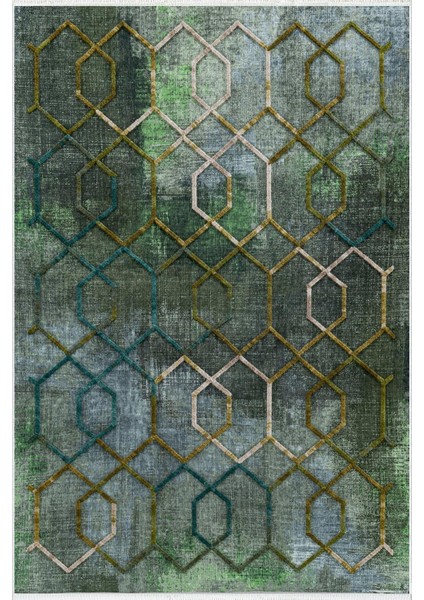 Salon Halısı Modern Geometrik Yeşil Gri Kaydırmaz Kesme Yıkanabilir Ince Halı Tüysüz Kilim fiyatları