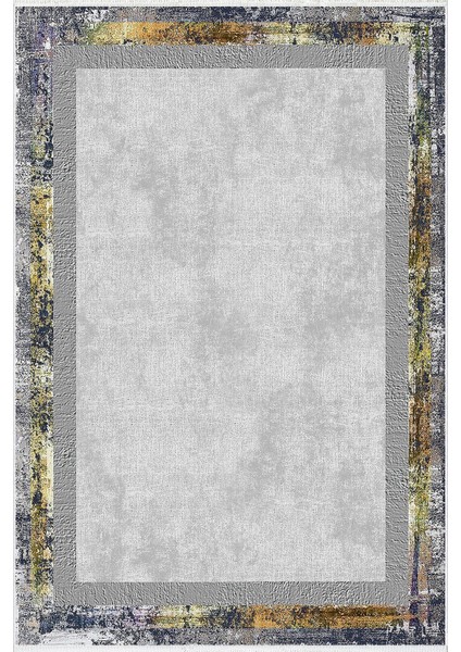 Salon Halısı Doku Eskitme Gümüş Gri Metalik Kaydırmaz Kesme Yıkanabilir Ince Halı Tüysüz Kilim