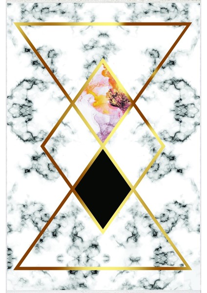 Salon Halısı Modern Geometrik Altın Gold Gri Krem Kaydırmaz Kesme Yıkanabilir Ince Halı Tüysüz Kilim fiyatları