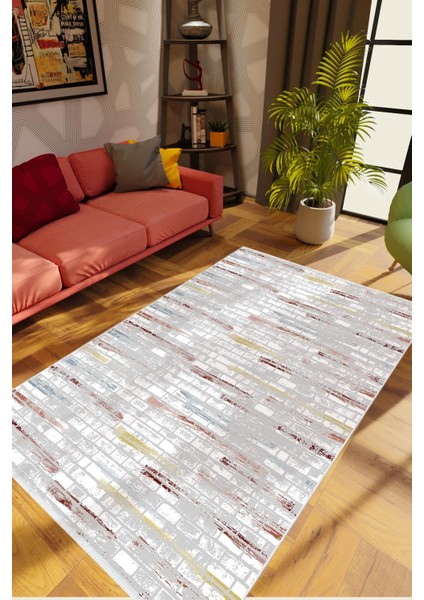 Salon Halısı Taş Mermer Eskitme Gri Kaydırmaz Kesme Yıkanabilir Ince Halı Tüysüz Kilim