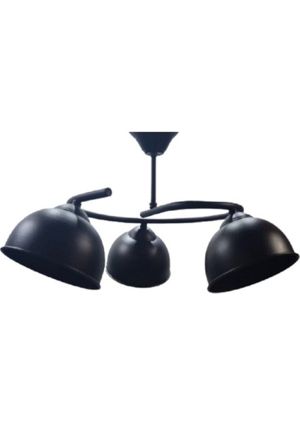 Modern 3XE27 Üçlü Siyah Başlık Metal Sarkıt Avize