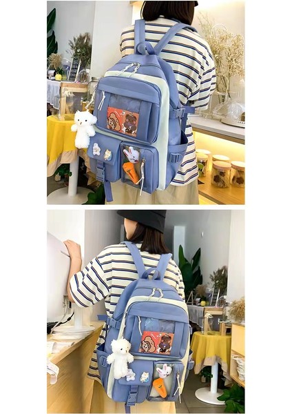 5 Adet Kore Tarzı Renk Eşleştirme Büyük Kapasiteli Öğrenci Okul Çantası Seti (Yurt Dışından) fırsatları