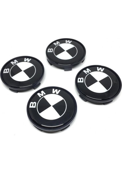 Bmw Damla Geçme Jant Göbeği Siyah Beyaz 4 Lü 65/68MM