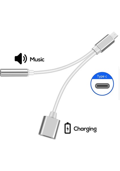 Type-C Kulaklık Çevirici Kablolu