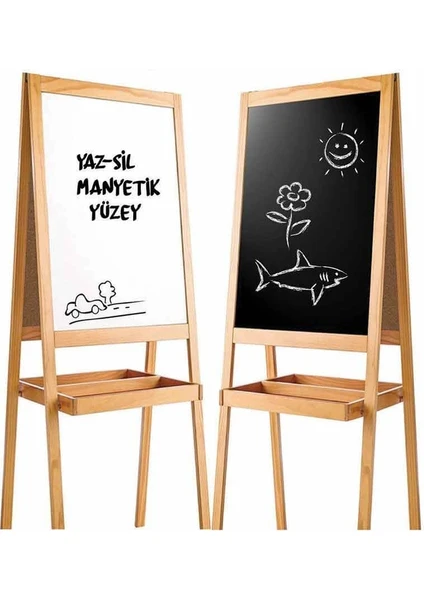 Manyetik Çift Taraflı Ahşap Yazı Tahtası