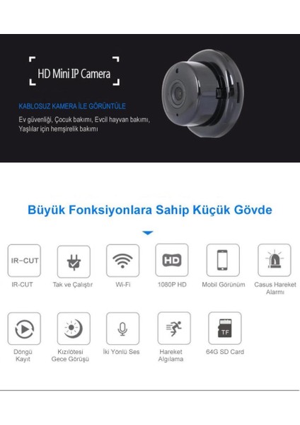 PM-4792 V380 Gece Görüşlü Mikrofonlu 1080P Wifi Ip Kamera