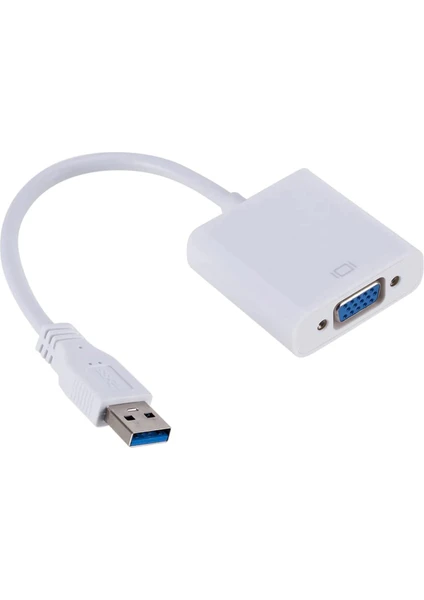 USB 3.0 To VGA Adaptör - 20 cm Beyaz (Usb 3.0 ve USB 2.0 Destekler) - AL2619