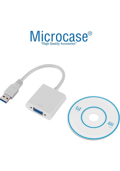 USB 3.0 To VGA Adaptör - 20 cm Beyaz (Usb 3.0 ve USB 2.0 Destekler) - AL2619