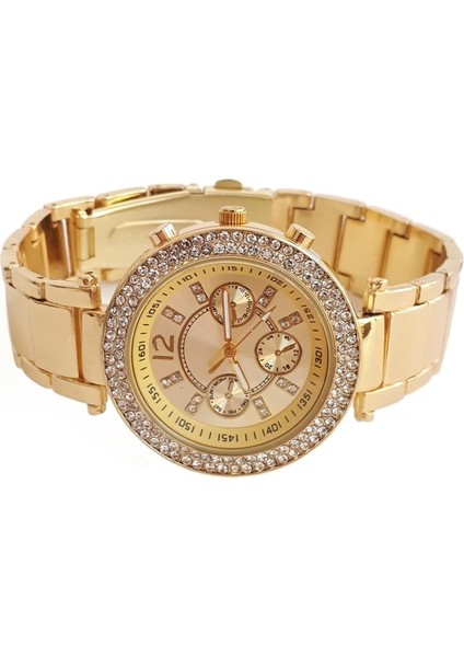Taşlı Metal Kasa Kordon Altın Sarı Kadın Kol Saati CHBS512 fiyatları