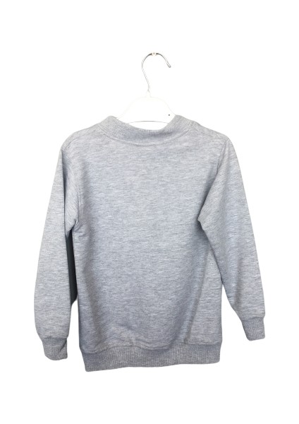 Pembe Fermuarlı Gri Uzun Kollu Sweatshirt