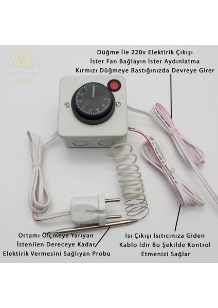 Termostat Kontrollü Düğmeli Yanan 1 Lamba Çıkışlı 3 Uzun Duyu Seti Hayvan Kuş Isıtma fiyatları