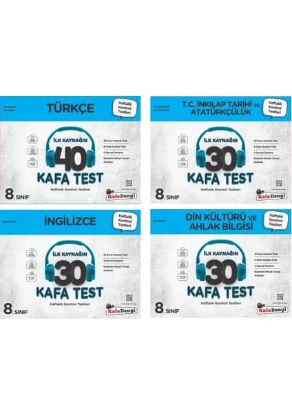 8.Sınıf LGS Türkçe - İngilizce - İnkılap - Din Kafa Test Seti 4 Kitap 2023