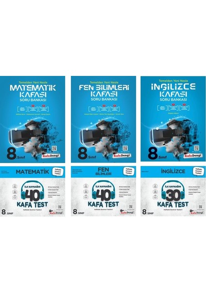 8.Sınıf LGS Matematik - Fen - İngilizce Kafa Soru - Test Seti 6 Kitap 2023