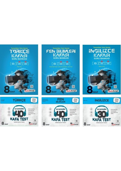 8.Sınıf LGS Fen - Türkçe - İngilizce Kafa Soru - Test Seti 6 Kitap 2023