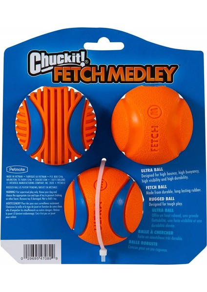! Fetch Medley 3'lü Köpek Oyun Topu Seti