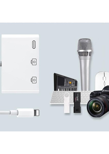 Apple Ipad Iphone Için Lightning To USB Kamera Okuyucu Mouse ve Klavye Adaptörü