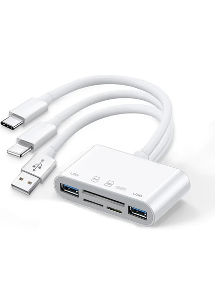 5in1 USB 3.0 Lightning Type-C To Sd-Tf Kart Okuyuculu USB Kamera Adaptörü - AL2774