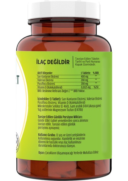 St Johns Wort Sarı Kantoron Valerian Passiflora Vitamin D 120 Tablet