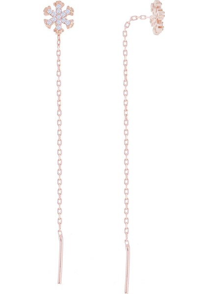 Doğan Silvergümüş Kartanesi Zincirli Trend Küpe - Rose