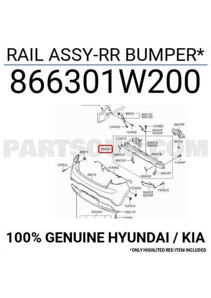 2012 - 2016 Kıa Rio Sd Arka Tampon Demiri (Bfn) (Oem NO:866301W020)