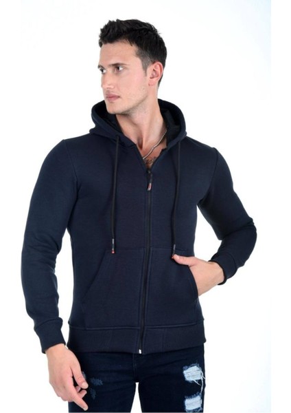 Kapüşonlu Fermuarlı Hoodie Içi Polarlı Kalın Sweathirt