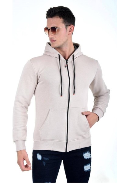 Kapüşonlu Fermuarlı Hoodie Içi Polarlı Kalın Sweathirt