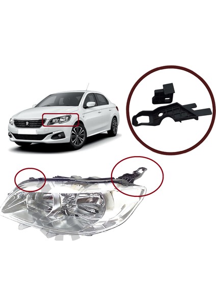 BHL518 Peugeot 301 2012-On için Sol Ön Far Ayağı Tamir Takımı 9675139480 fiyatları