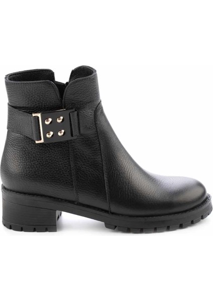 Siyah Hakiki Deri Kadın Bot & Bootie K02531206103