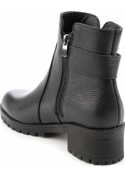 Siyah Hakiki Deri Kadın Bot & Bootie K02531206103
