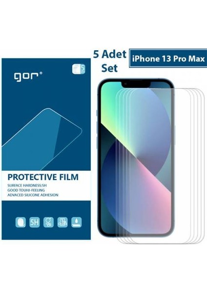 5ADET iPhone 13 Pro Max Darbe Emici Ekran Koruyucu Jelatin Darbe Emici
