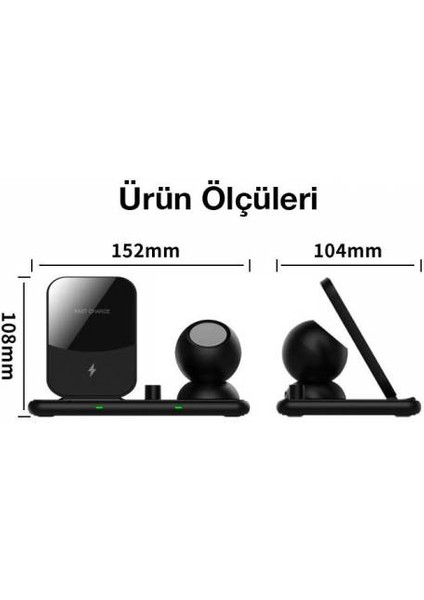 15W 4in1 Kablosuz Şarj Aleti, Telefon, Kulaklık, Saat ve Kalem Için Kablosuz Şarj Aleti indirimleri