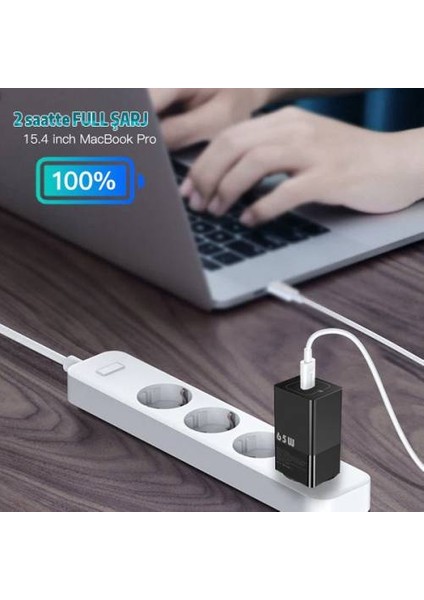 Gan 65W USB C Hızlı Şarj Aleti 4.0 Hızlı Macbook Pro Şarj Aleti 3.0 Qc4.0 Pd3.0 Şarj Başlık