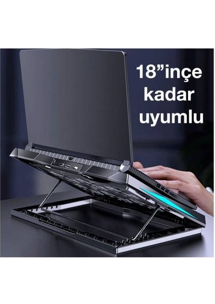 Ultra Sessiz 6 Fanlı Laptop Soğutucu Stand, LED Işıklı Gaming Laptop Soğutucu 6 Kademeli indirimleri