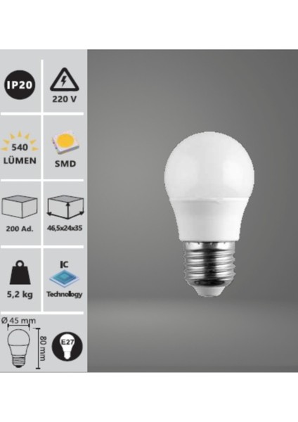 6W Top LED Ampul 6500K E27