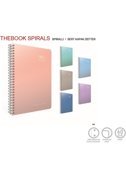 Thebook Spiralli Sert Kapak Defter A4 200 Yaprak Kareli