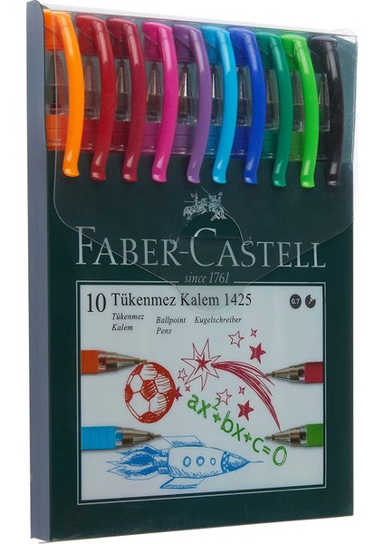 Faber-Castell 1425 Tükenmez Kalem Ailesi 10 Renk