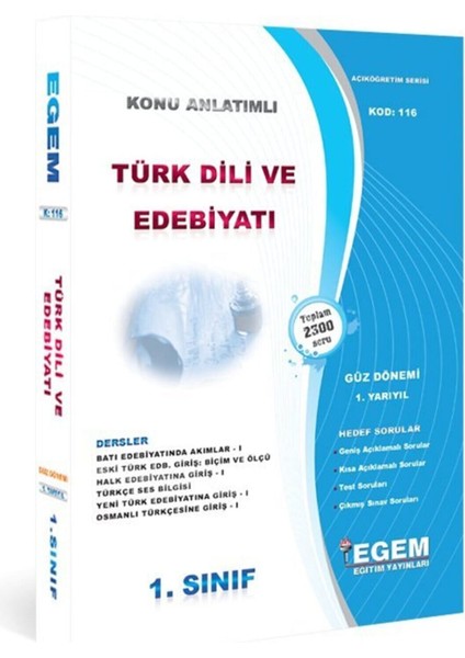 AÖF 1. Sınıf Türk Dili ve Edebiyatı Konu Anlatımlı Soru Bankası Güz Dönemi 1. Yarıyıl