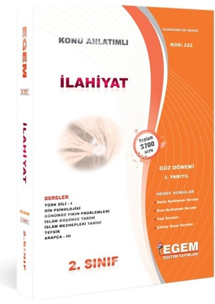 AÖF İlahiyat 2. Sınıf 3. Yarıyıl Güz Dönemi Konu Anlatımlı Soru Bankası