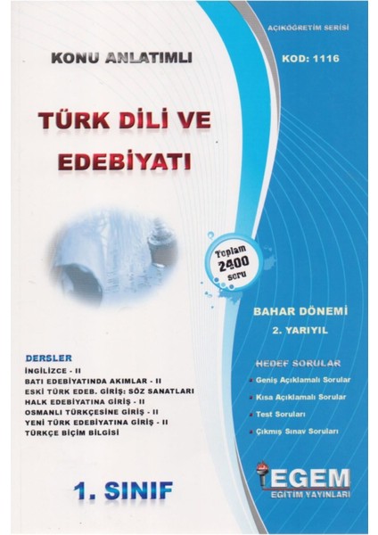 AÖF Türk Dili ve Edebiyatı Bölümü 1. Sınıf 2. Yarıyıl Bahar Dönemi Konu Anlatımlı Soru Bankası