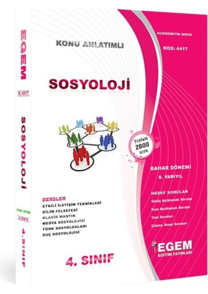 AÖF Sosyoloji 4. Sınıf 8. Yarıyıl Bahar Dönemi Konu Anlatımlı Soru Bankası