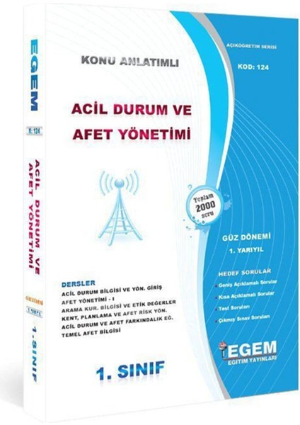 AÖF Acil Durum ve Afet Yönetimi 1. Sınıf 1. Yarıyıl Güz Tüm Dersler Konu Anlatımlı Soru Bankası
