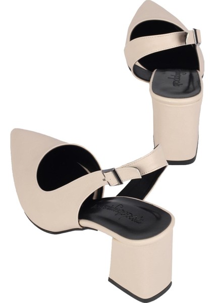 Ten Rengi Asimetrik Bantlı Stiletto Topuklu Ayakkabı - Polly